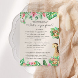 Cute Safari Animals Babyskor Mobilt spelkort Inbjudningar