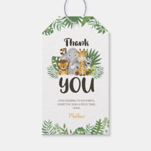 Cute Safari Animals Birthday Baby Shower Tack Presentetikett
