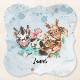 Cute Safari Animals blue jungle för barn Underlägg Papper