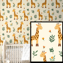 Cute Safari Animals Brown Orange Friendly Giraffes