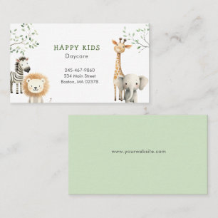 Cute Safari Animals Childcare Daycare Visitkort