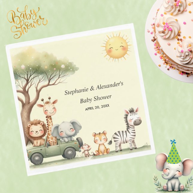 Cute safari animals gender neutral baby shower pappersservett (Skapare uppladdad)