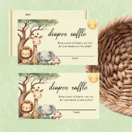 Cute Safari Animals gender neutral diaper raffle Anteckningskort
