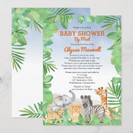 Cute Safari Animals | Grey Baby Shower by Mail Inbjudningar