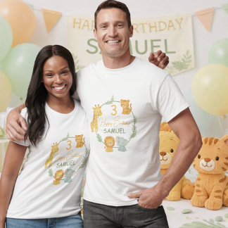 Cute Safari Animals Jungle Kids Birthday  T Shirt