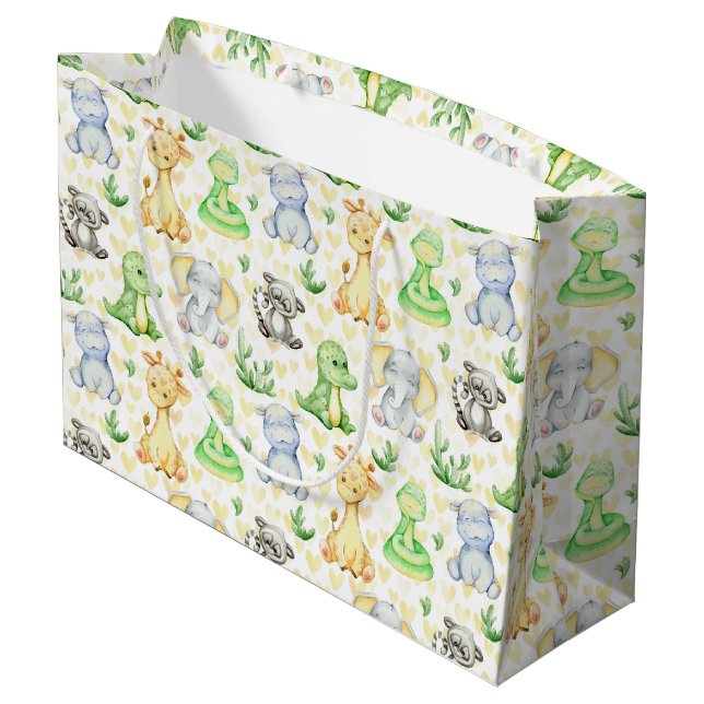 Cute Safari Animals Large Gift Bag (Baksidan Vinklad)