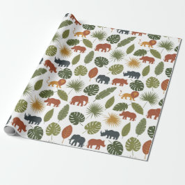 Cute Safari Animals & Leaves Birthday Presentpapper