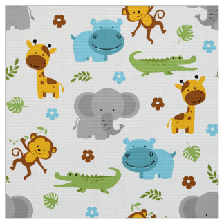 Cute Safari Animals Nursery Fabric Tyg