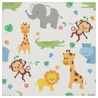 Cute Safari Animals Nursery Fabric Tyg
