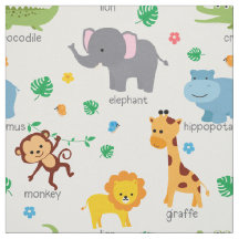 Cute Safari Animals Nursery Fabric