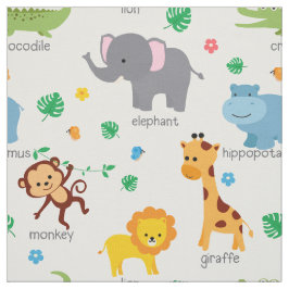 Cute Safari Animals Nursery Fabric Tyg