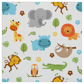 Cute Safari Animals Nursery Fabric Tyg