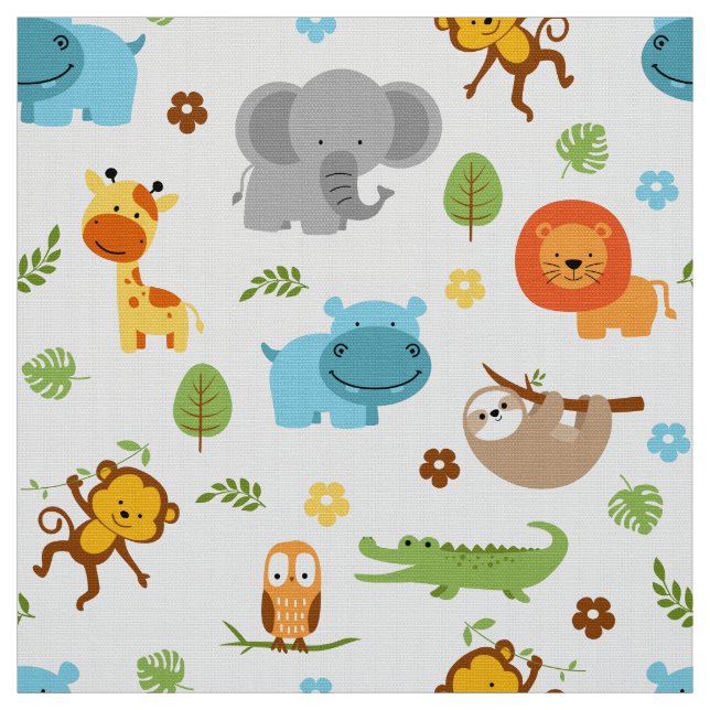 Cute Safari Animals Nursery Fabric Tyg (Prov)