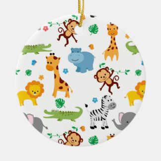 Cute Safari Animals Nursery Mönster Tote Bag Julgransprydnad Keramik