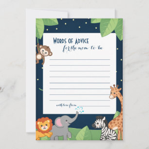 Cute Safari Animals nya Mamma Advice Shower Cards Rådkort