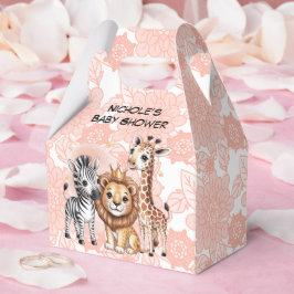 Cute Safari Animals Pink Florals Girl Baby Shower Presentaskar