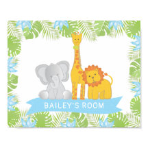 Cute Safari Animals Pojke Nursery Room Poster