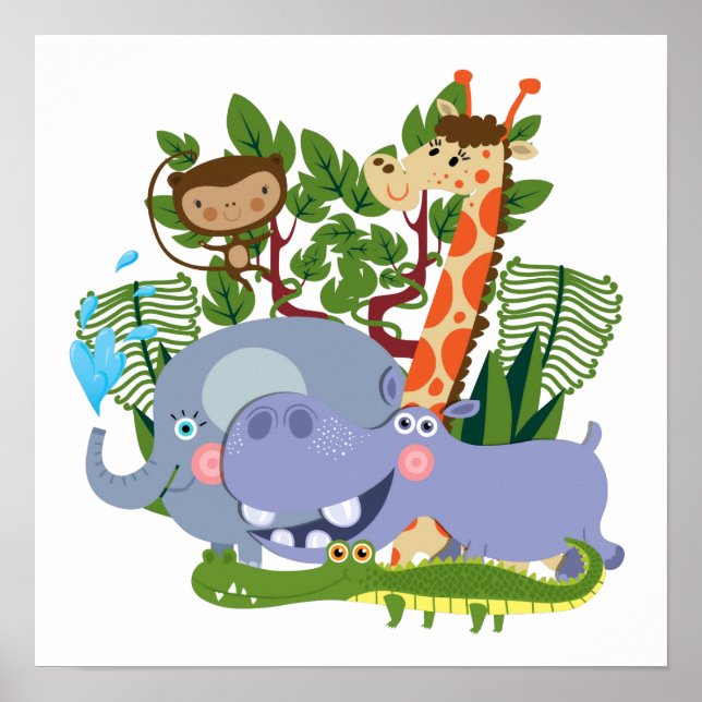 Cute Safari Animals Poster (Framsidan)