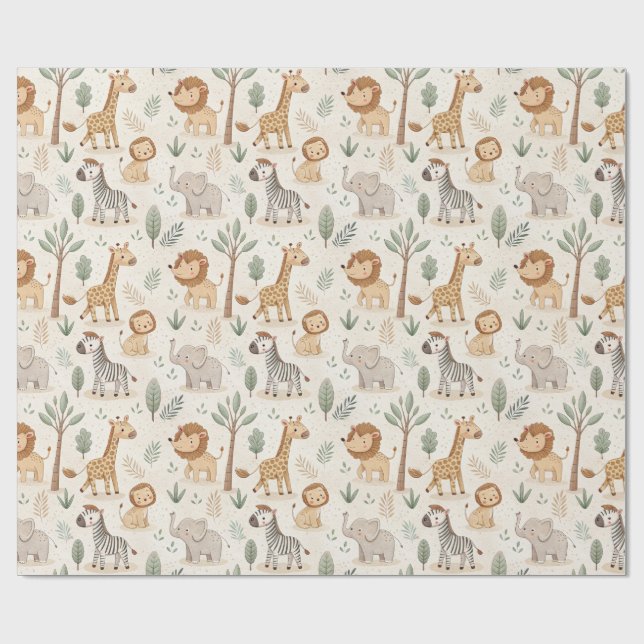 Cute Safari Animals Presentpapper (Platt)