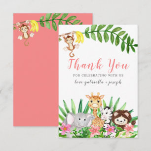 Cute Safari Animals   Rosa Flicka Shower Tack Kort