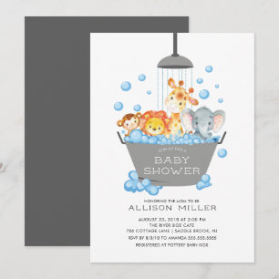 Cute Safari Animals Shower Baby-inbjudan Inbjudningar