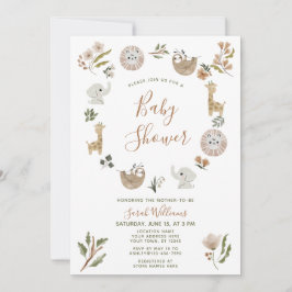 Cute Safari Animals skript Boho Baby Shower Inbjudningar
