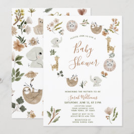 Cute Safari Animals skript Boho Baby Shower Inbjudningar