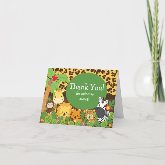 Cute Safari Animals Tackkort Card (Framsida)