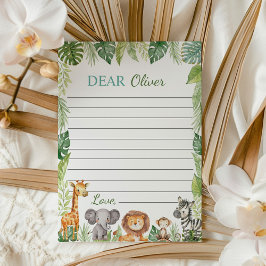 Cute Safari Animals Time Capsule Note Message Card Tack Kort