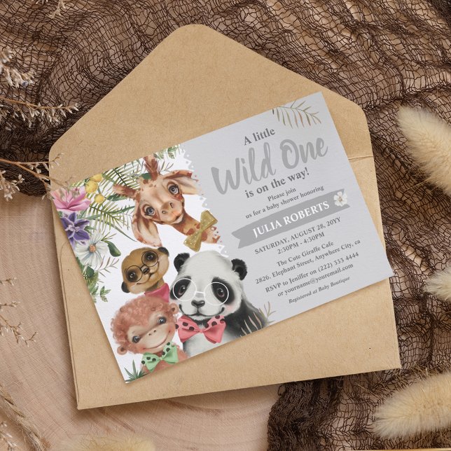 Cute Safari Animals Vild En Boy Baby Shower Inbjudningar (Skapare uppladdad)