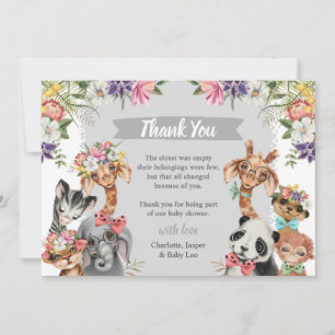 Cute Safari Animals Vild En Boy Baby Shower Tack Kort