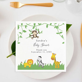 Cute Safari Baby Shower Background Jungle Animals Pappersservett