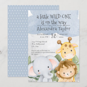 Cute Safari Baby Shower Personlig Inbjudningar
