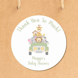 Cute Safari Baby Shower Tack Runt Klistermärke