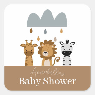 Cute Safari Boho Baby djur Fyrkantigt Klistermärke