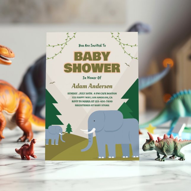 Cute Safari Elephant Boy Shower-inbjudan Inbjudningar (Skapare uppladdad)