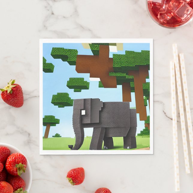 Cute Safari Elephant Pixel Art Pappersservett (Insitu)