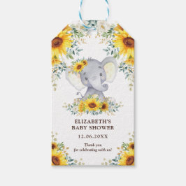 Cute Safari Elephant SunblommBaby Shower Favor Presentetikett