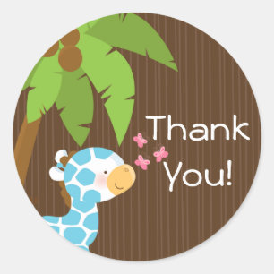 Cute Safari Giraffe Boy Shower Stickers Runt Klistermärke