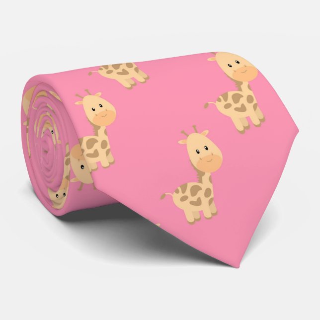Cute Safari Giraffe Rosa Tie Slips (Rullad)