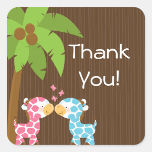 Cute Safari Giraffes Många Baby Shower Stickers Fyrkantigt Klistermärke