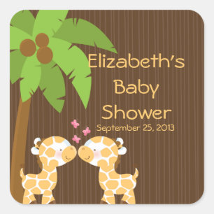 Cute Safari Giraffes Många Baby Shower Stickers Fyrkantigt Klistermärke
