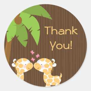Cute Safari Giraffes Många Baby Shower Stickers Runt Klistermärke