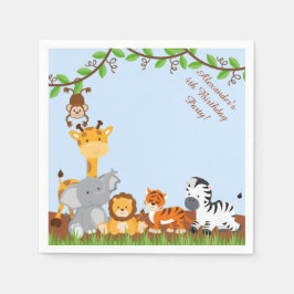 Cute Safari Jungle Animal Birthday Pappra Napkins Pappersservett