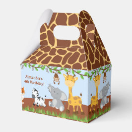 Cute Safari Jungle Animal Boy Gable Favor Box Presentaskar