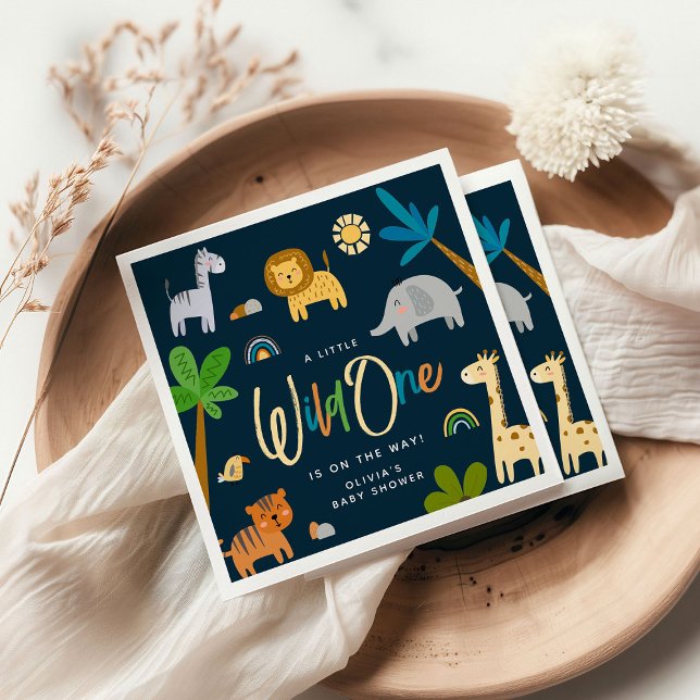 Cute Safari Jungle Animal Vild Ett babyskor Pappersservett (Skapare uppladdad)