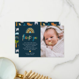 Cute Safari Jungle Animal Vild Ett babyskor Tack Kort