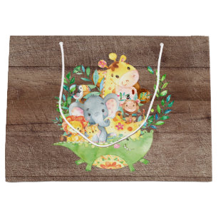 Cute Safari Jungle Animals Baby Shower Gift Bag