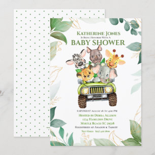 Cute Safari Jungle Animals Baby Shower-inbjudan Inbjudningar