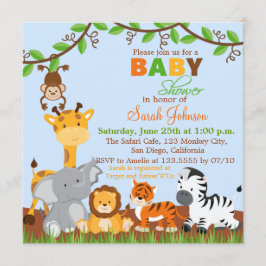 Cute Safari Jungle Animals Baby Shower-inbjudan Inbjudningar